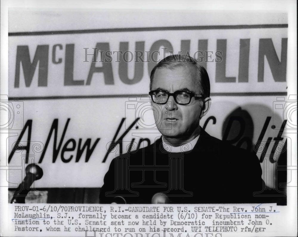 1970 Press Photo Rev. John J. McLaughlin Republican Senator Candidate - Historic Images