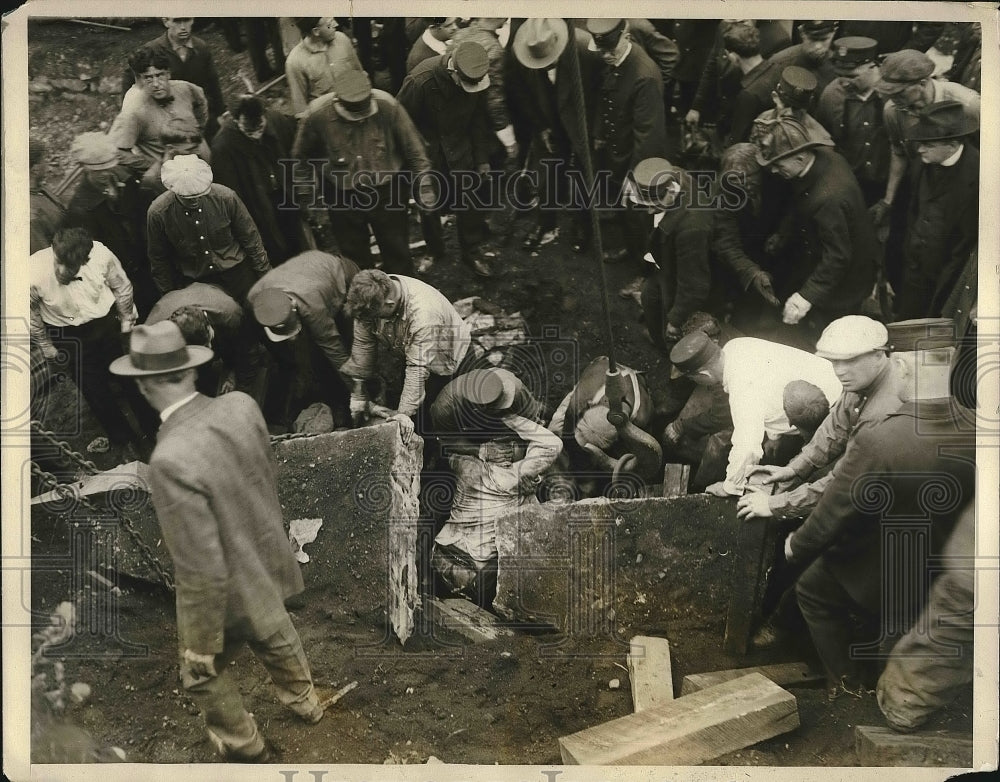 1927 Firemen on rescue after railroad colapse - Historic Images