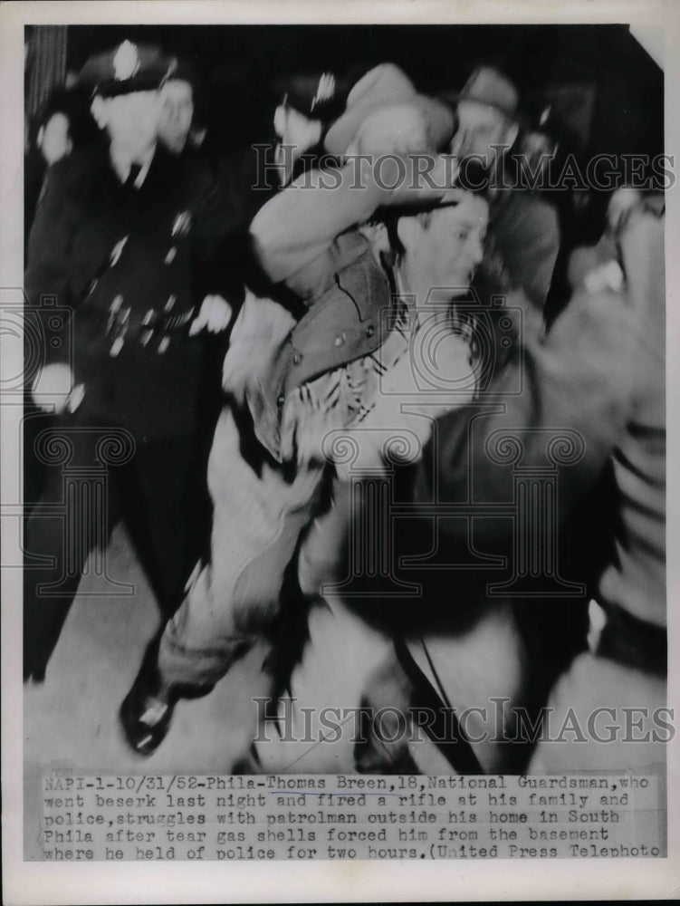 1952 Press Photo Thomas Breen, National Guardsman went beserk &amp; fired a rifle at - Historic Images