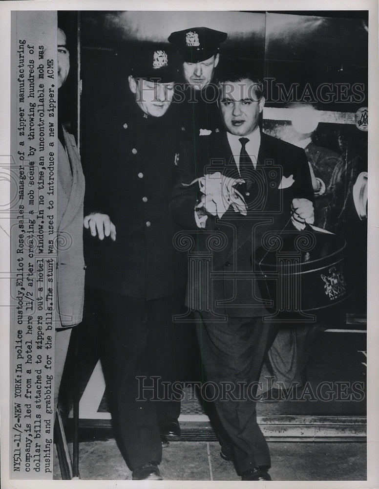 1950 In Custody Elliot Rose Started Mob After Throwing Zippers Out - Historic Images
