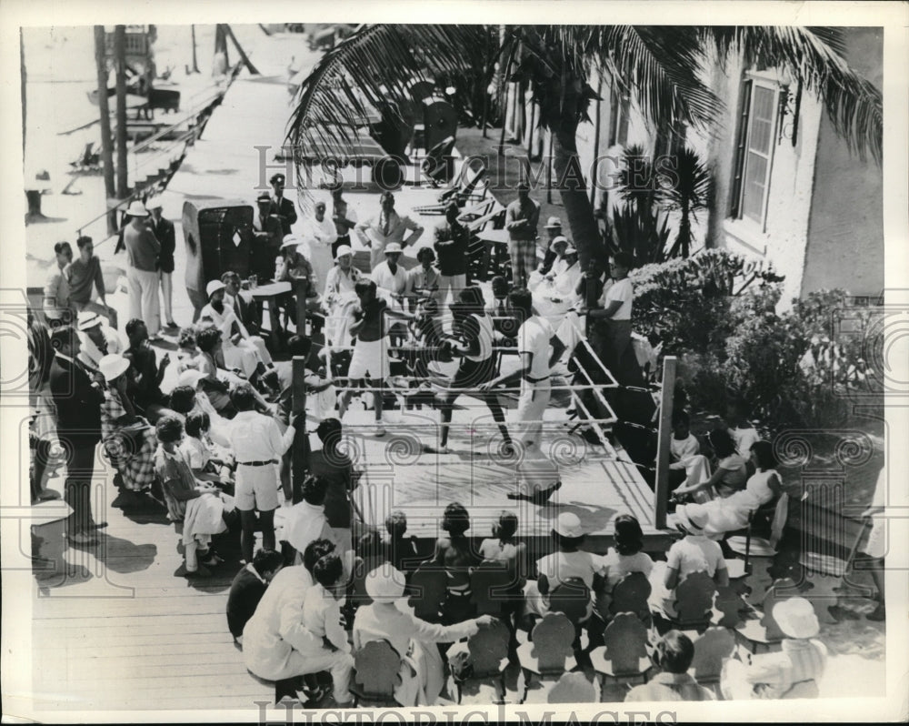 1934 Bud Talbott & Sam Bowman Jr. at Boxing Championship Miami Beach-Historic Images