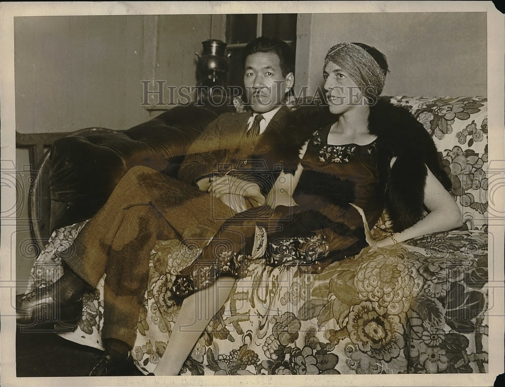1926 Press Photo Priscilla Alden Delano Society Girl Japanese Husband- Historic Images