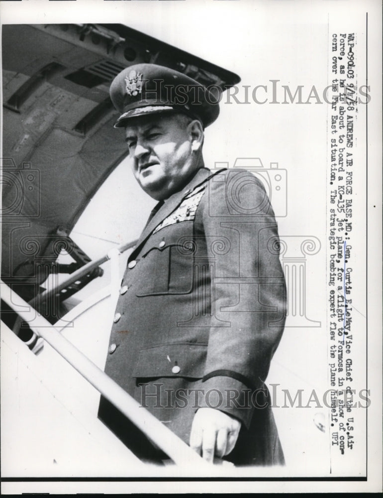 1958 Press Photo General Curtis E LeMay Vice Chief of USAF in Maryland - Historic Images