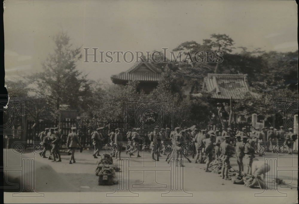 1923 Press Photo Japanese soldiers enforce martial law in Toyko suburbs-Historic Images