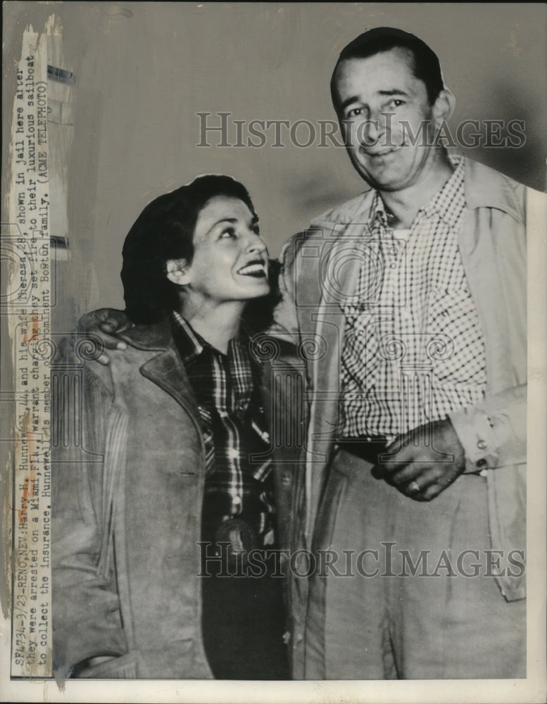 1950 Press Photo Harry H. Hunnewell & Wife Theresa, Arrested in Reno, Nevada - Historic Images