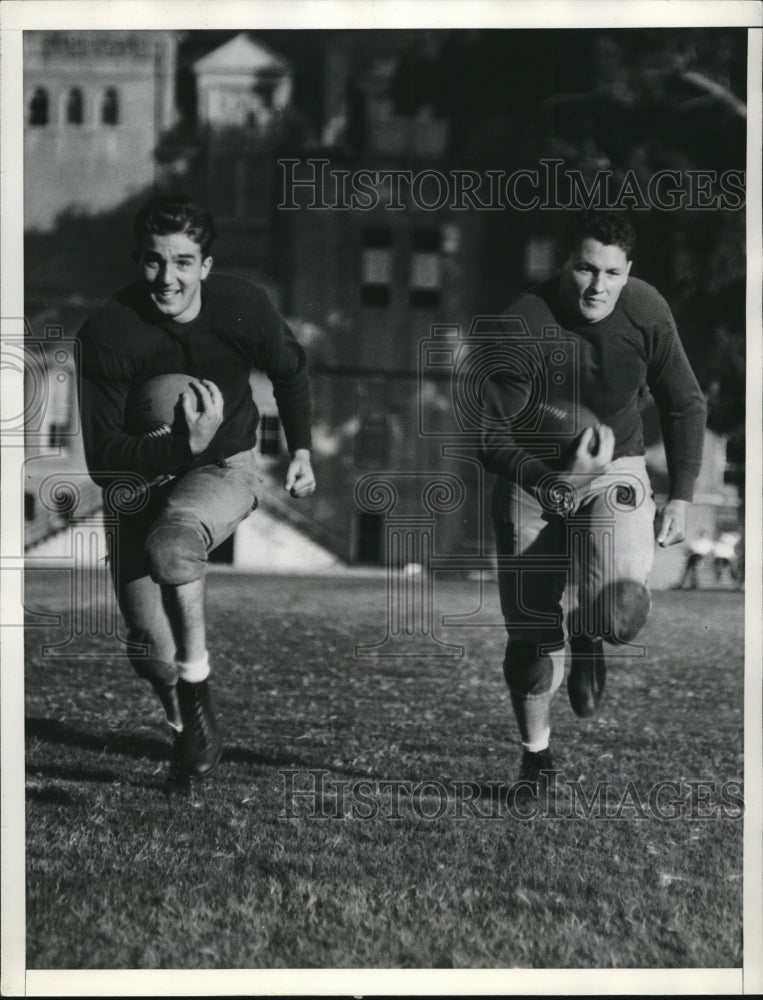 1935 Press Photo Nick Pappas, Glenn Thompson, U.S.C. Football - nes09050 - Historic Images