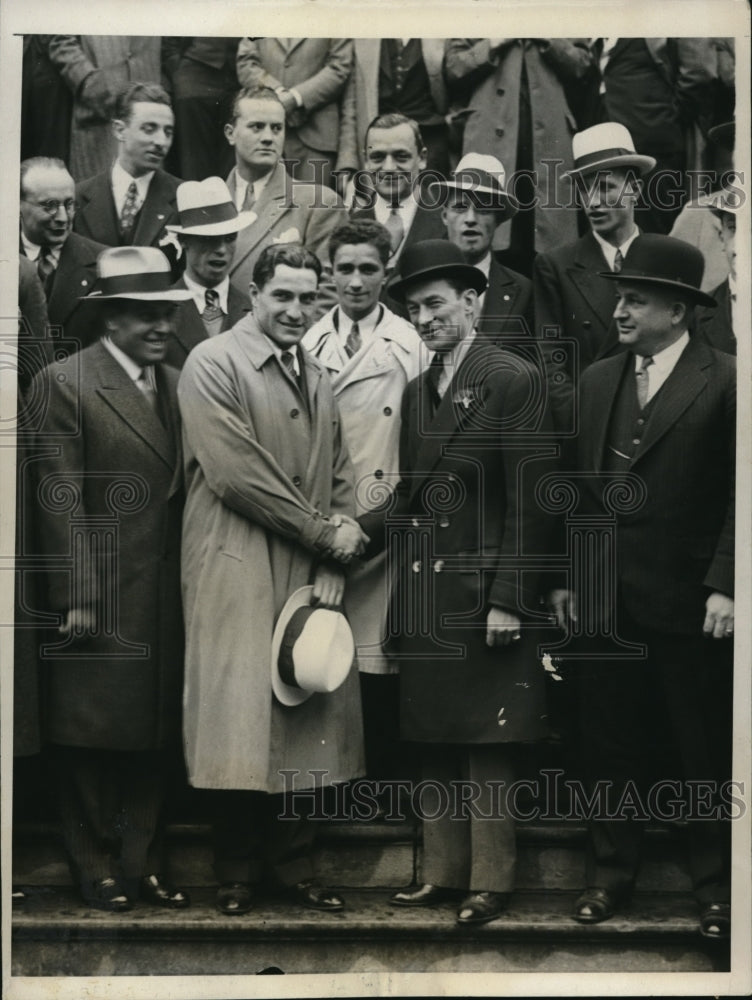 1931 Press Photo Italian boxing team, & NYC Mayor Walker with Gino Rossi capt - Historic Images