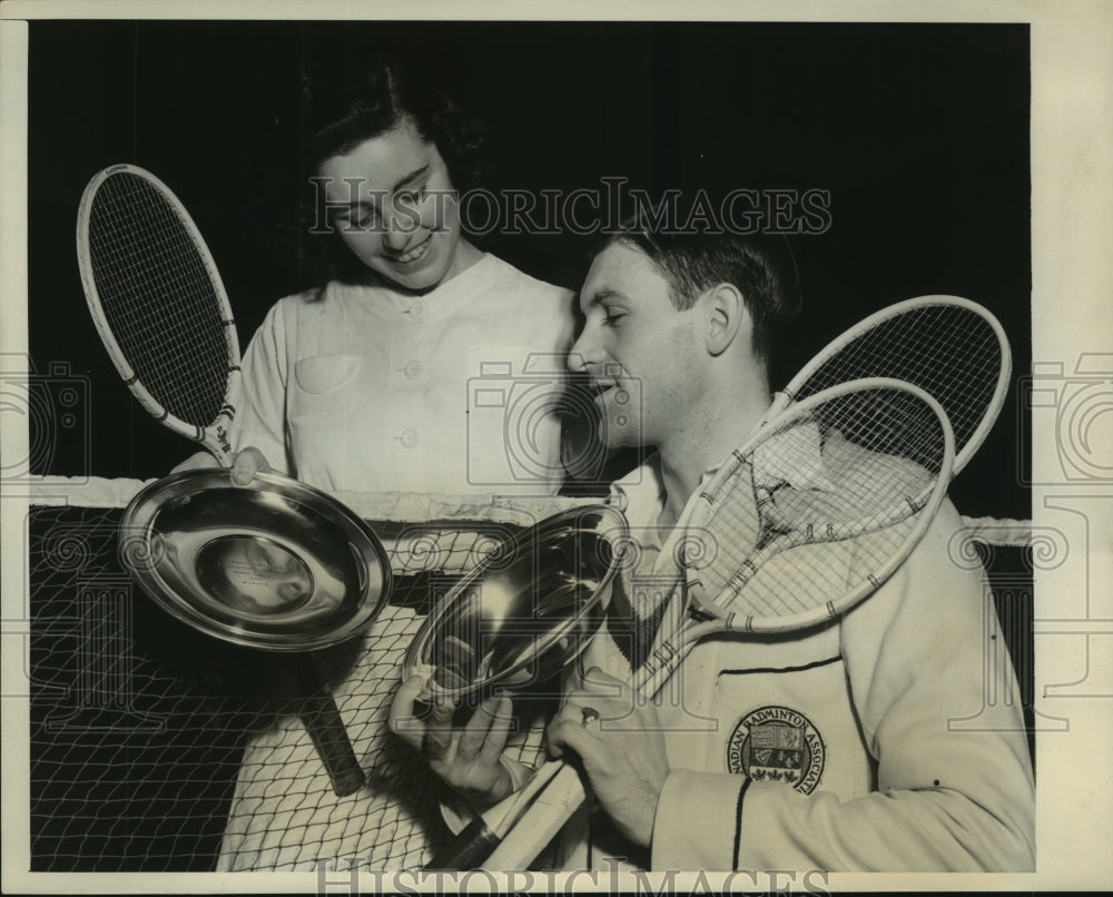 1940 Press Photo Marjorie Delaney & Richard Birch finalists in badminton tourney - Historic Images