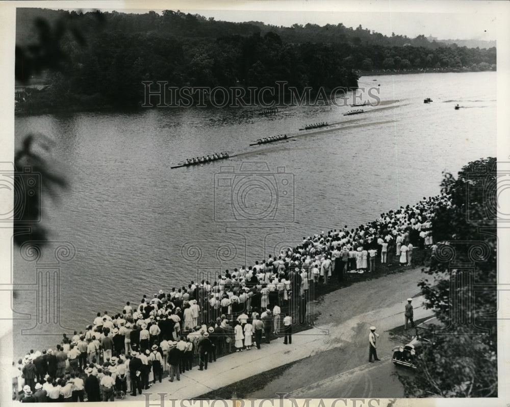 1935 Press Photo Peoples crew Regatta in PA on Schuykill River at Philadelphia - Historic Images