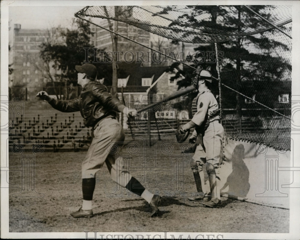 1933 Press Photo Don Kellett at Univ of Pennsylvania baseball team practice- Historic Images