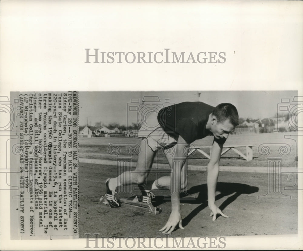 1959 Press Photo East Texas State runner and Olympic hopeful Sidney Garten- Historic Images