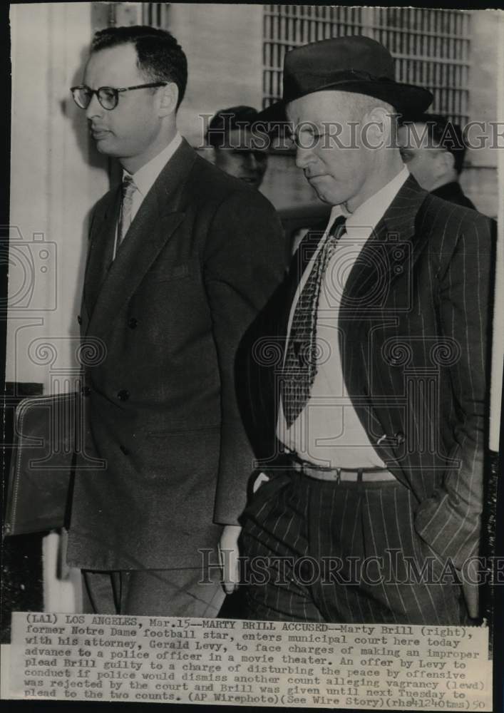 1950 Ex-Football player Marty Brill face charges in court, CA-Historic Images