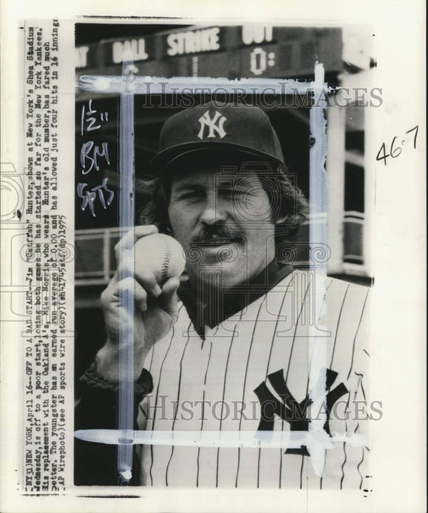 1975 Press Photo New York Yankees' Jim "Catfish" Hunter, New York's Sh