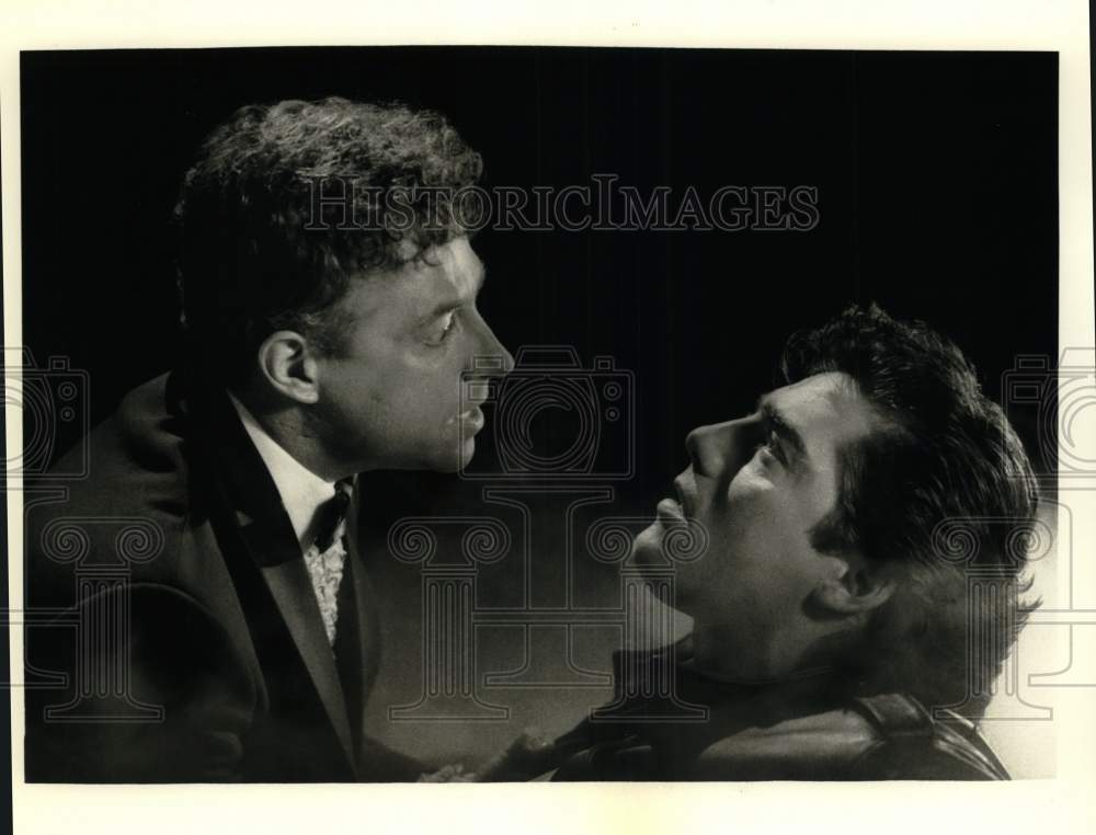 Press Photo Two actors in a scene on a television show or movie. - Historic Images