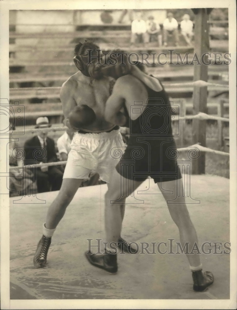 1933 Press Photo Jack Sharkey during his sparring session at Orangeburg N.Y- Historic Images