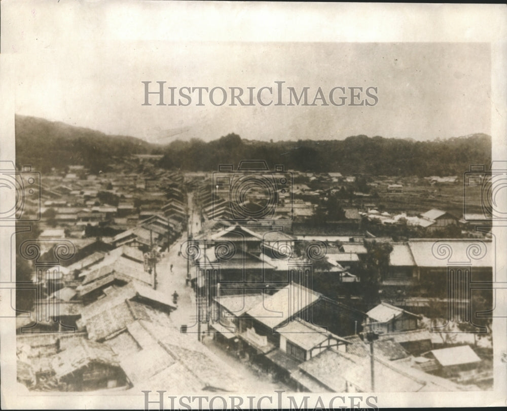 1927 Press Photo View of the Town of Mineyama Japan before hit by earthquake - Historic Images