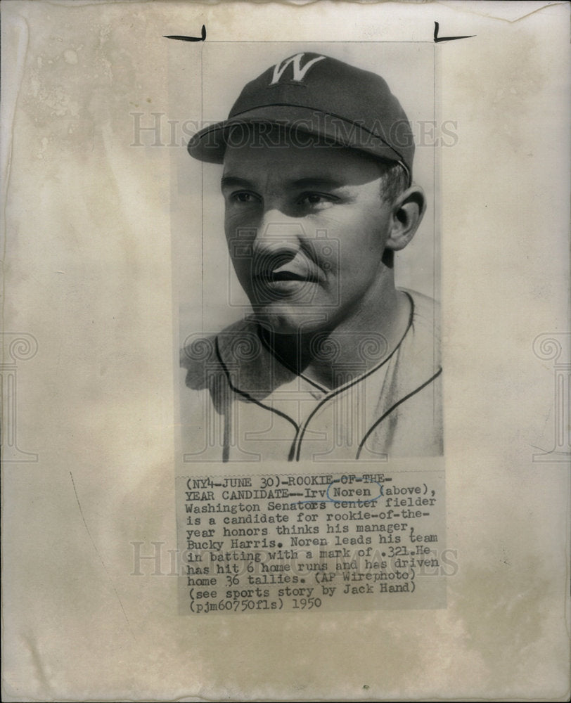 1952 Press Photo Irv Noren Senators fielder rookie year - DFPD01937- Historic Images