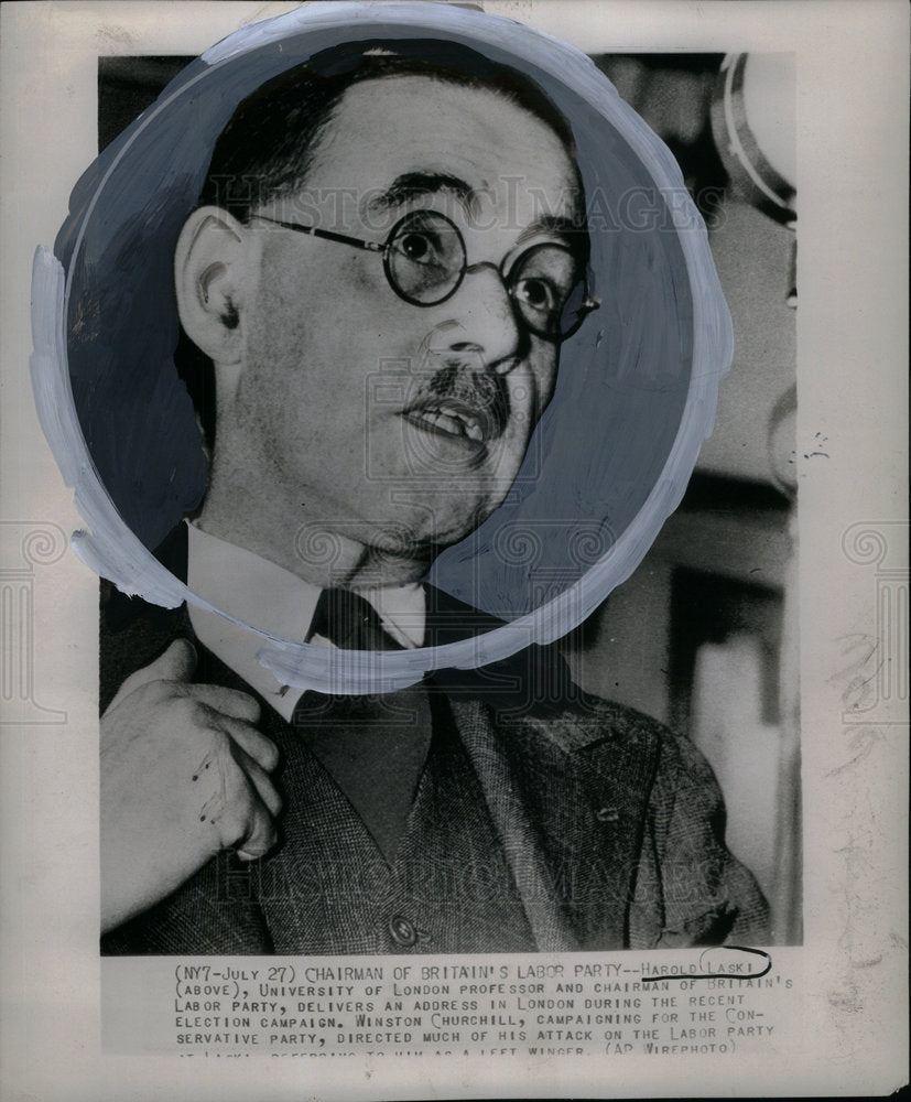 1948 Press Photo Britain Labor Harold Laski Chairman- Historic Images