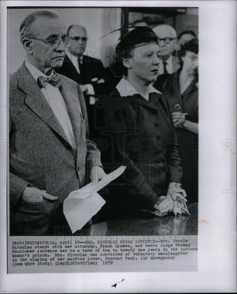 1959 Press Photo Mrs. Connie Nicholas sentenced slaying- Historic Images