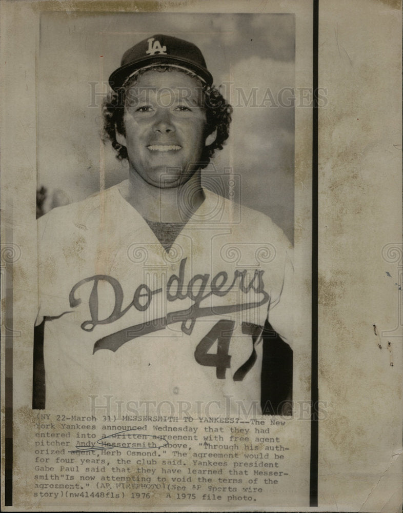 1975 Press Photo New York Yankees pitcher Andy Smith - DFPD13491- Historic Images