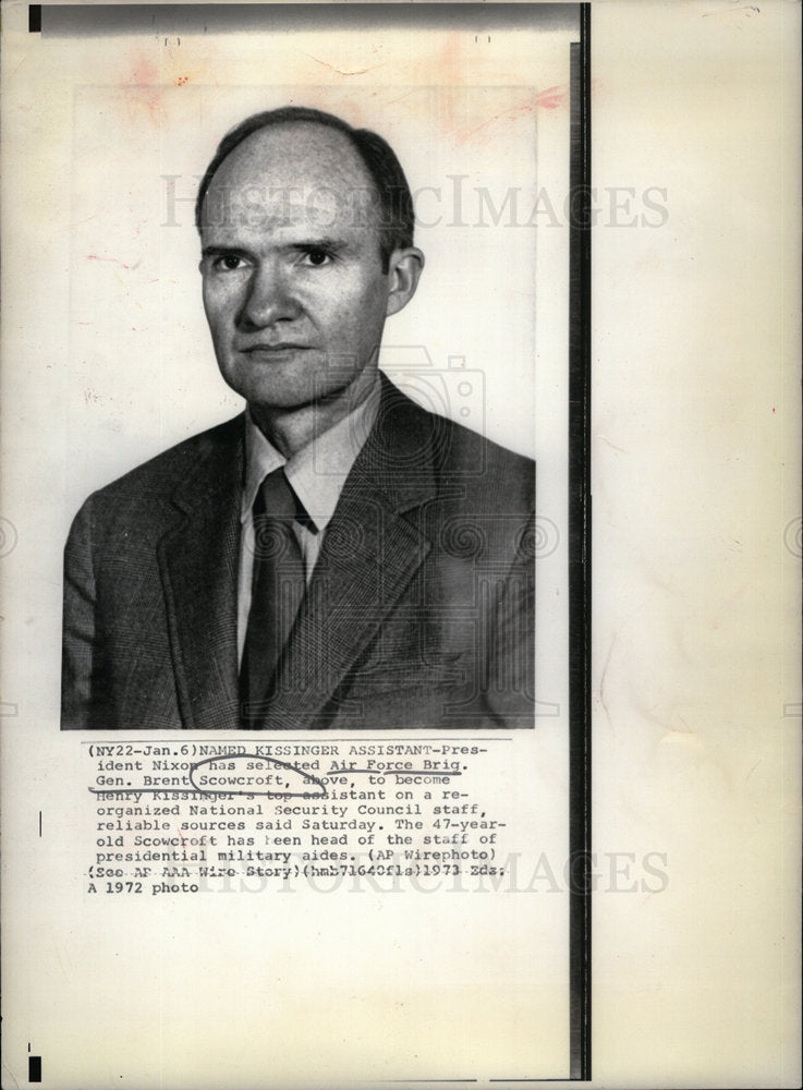 1973 Press Photo Brent Scowcroft National Security - DFPD14393- Historic Images