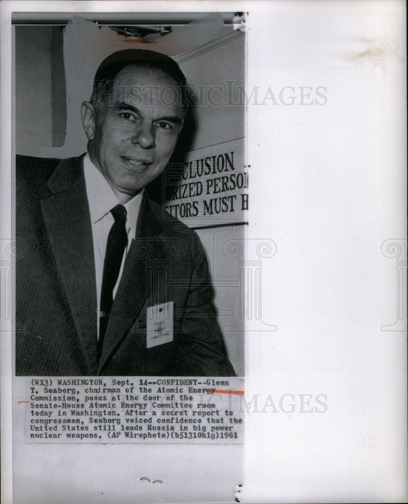1961 Press Photo Glenn T. Seaborg Atomic Energy Comm. - DFPD14523- Historic Images