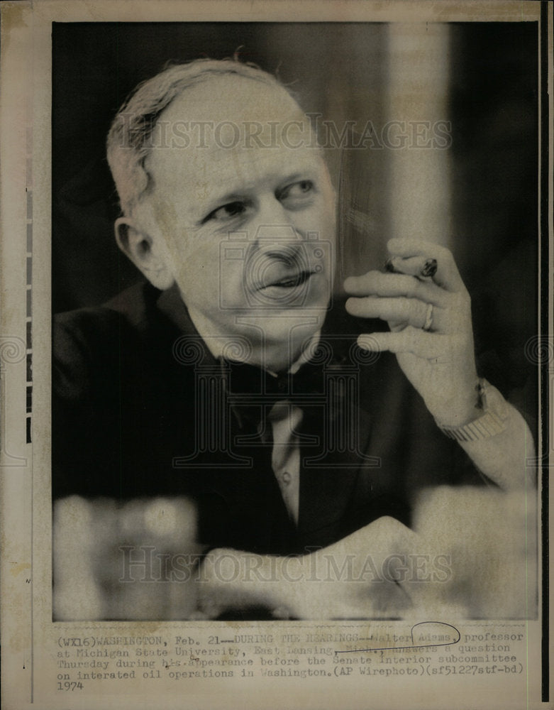 1974 Press Photo Professor Walter Adams senate hearing - DFPD17417- Historic Images