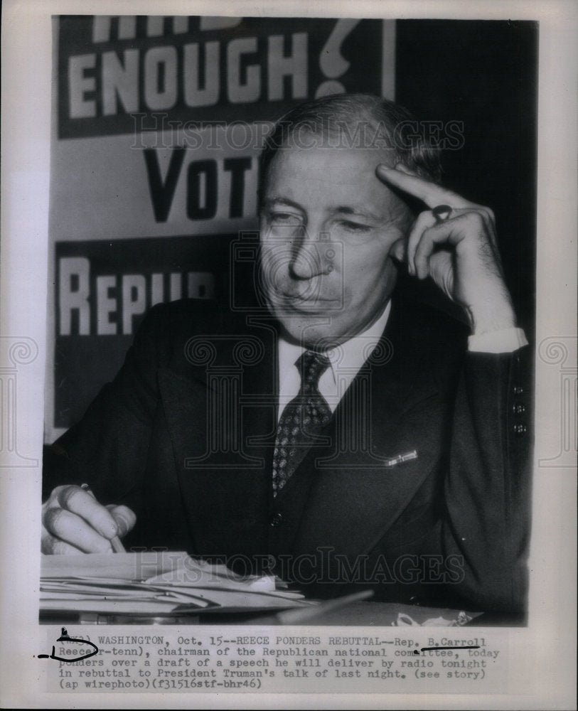 1946 Press Photo B Carroll Reece Radio Speech Truman - DFPD19639- Historic Images