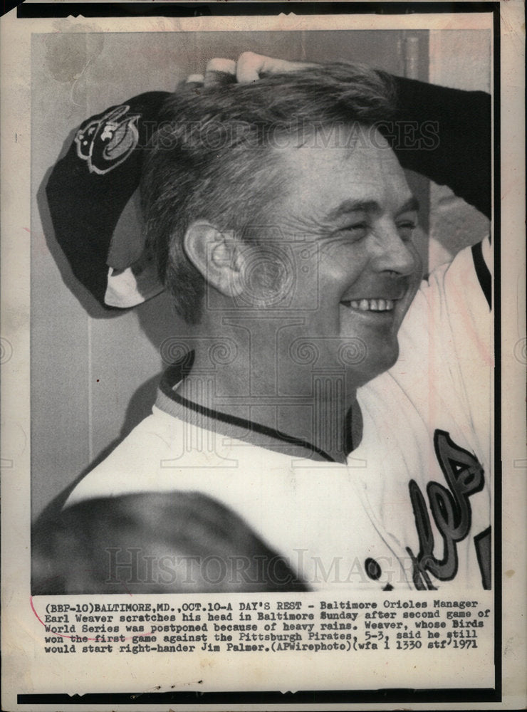 1971 Press Photo Baltimore Orioles Earl Weaver manager - DFPD20635- Historic Images