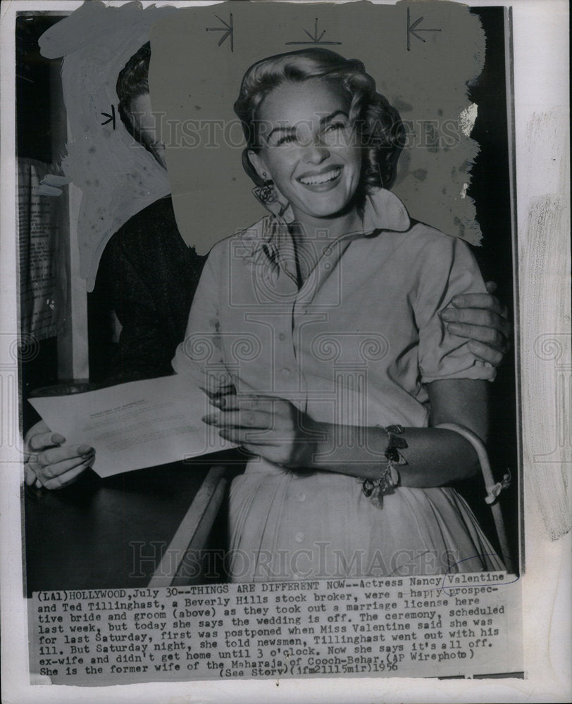 1956 Press Photo Nancy Valentine Ted Tillinghast Bride - DFPD20893- Historic Images