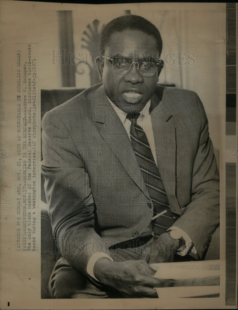 Press Photo Andrew Brimmer Federal Reserve Board - DFPD21631- Historic Images