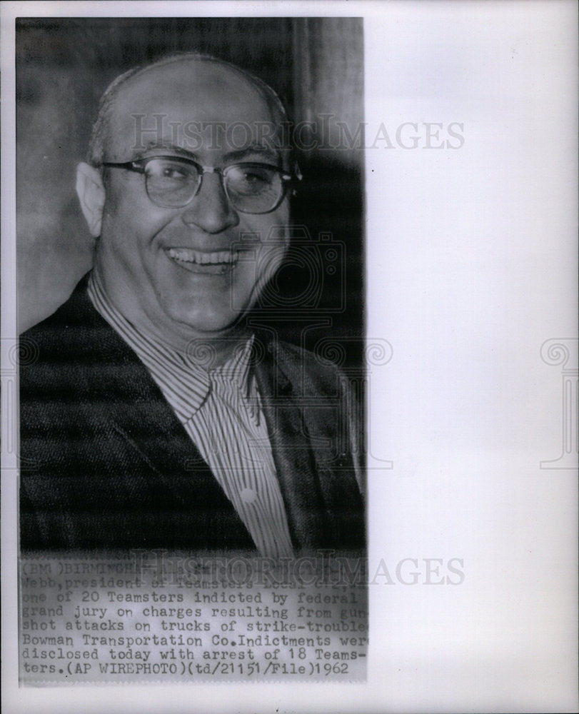 1962 Press Photo Webb, President of Teamsters- Historic Images