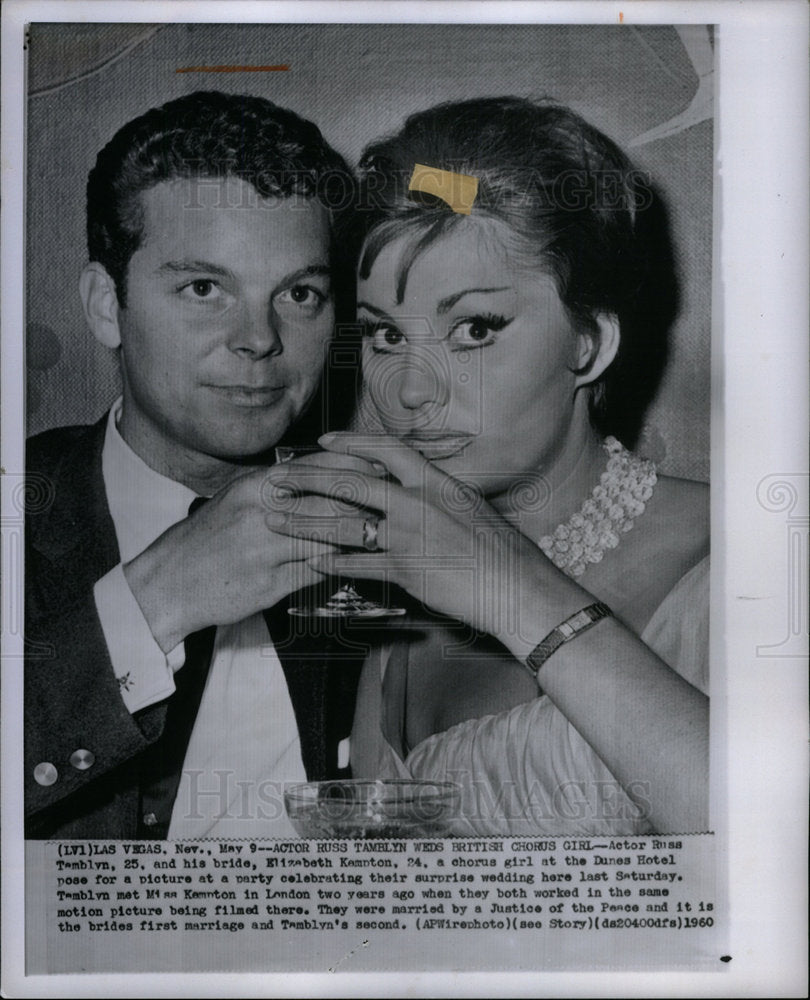 1960 Press Photo Russ Tamblyn weds Elizabeth Kempton - DFPD62531- Historic Images