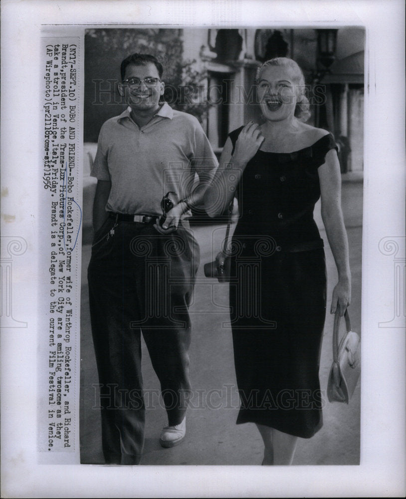 1956 Press Photo Bobo Rockefeller Richard Brandt Venice - DFPD66829- Historic Images