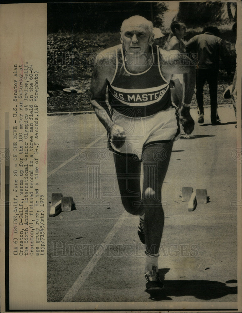 1975 Press Photo Senator Alan Cranston Senior Olympics - DFPD67031- Historic Images