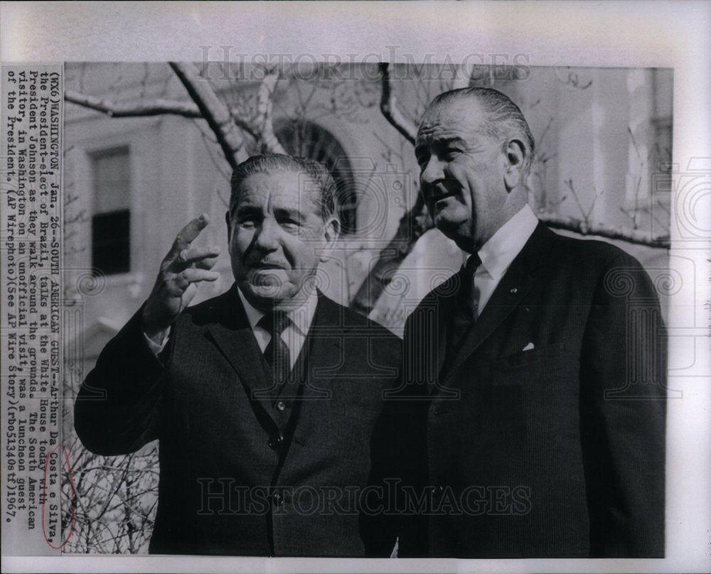 1967 Press Photo Arthur Da Costa e Silva Pres Johnson- Historic Images