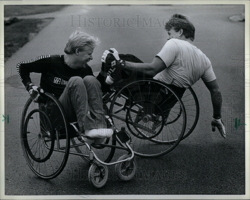 1985 Press Photo Jimbo Boyd Up Wheelchair - DFPD70897- Historic Images