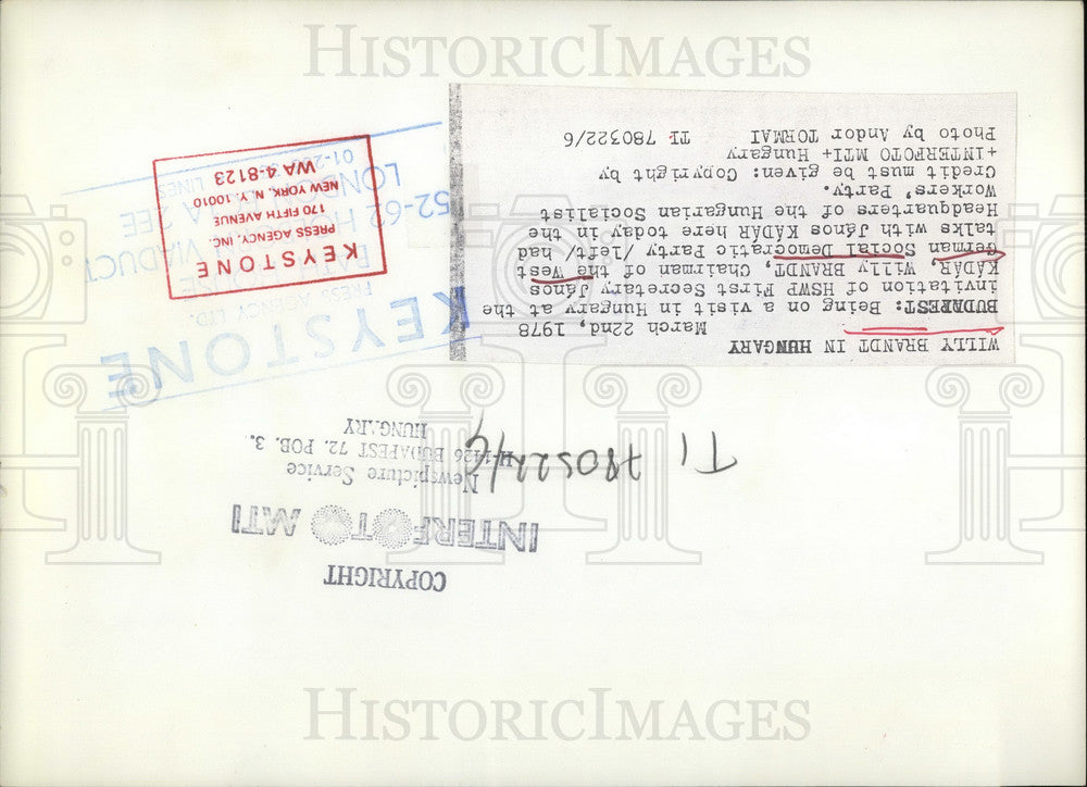 Press Photo German Politican Willy Brandt in Hungary