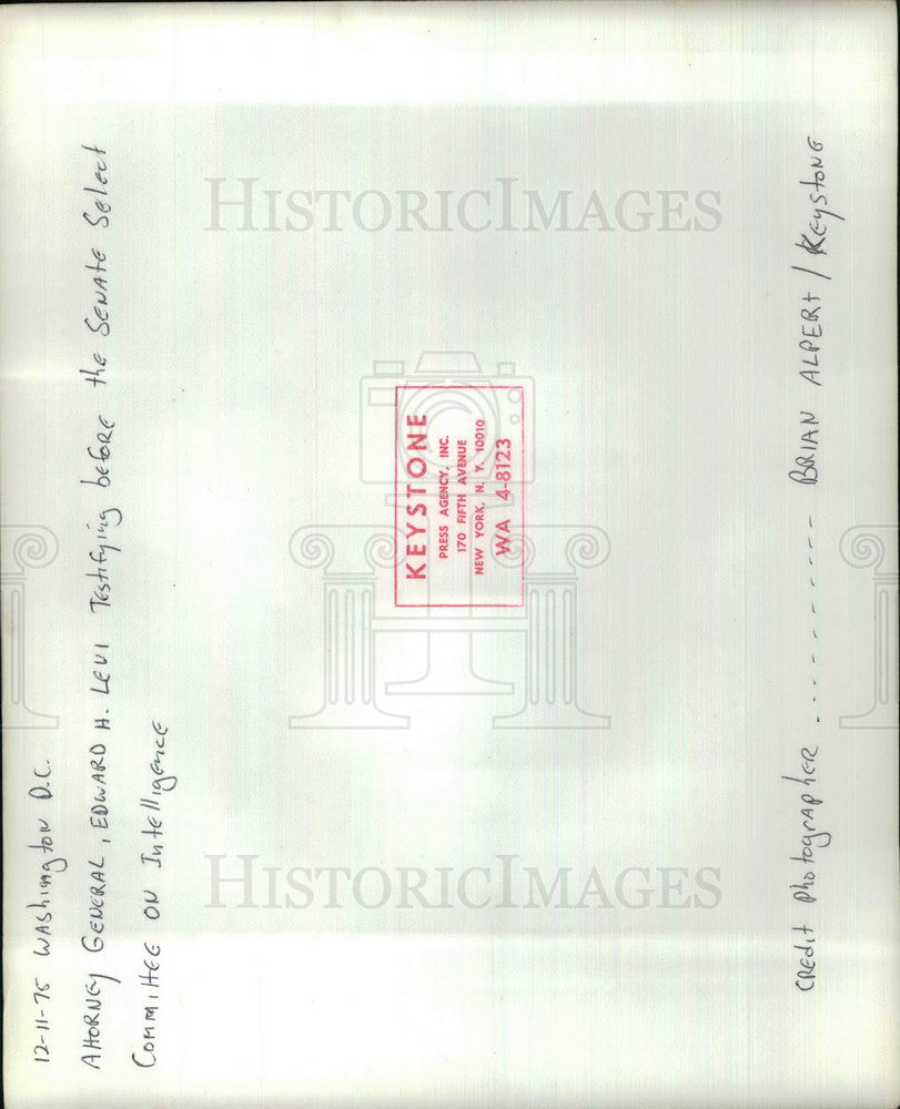 1975 Press Photo Attorney General Edward Levi Senate Intelligence Committee