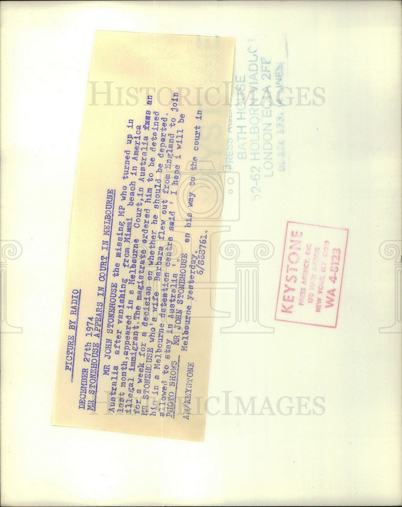 1974 Press Photo Mr Stonehouse ,Labour MP - KSB00621