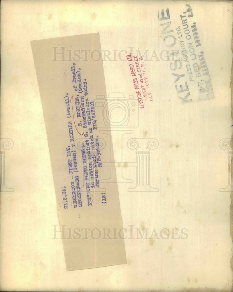 1954 Press Photo Tennis Player R. Moreira During Match - KSB01219
