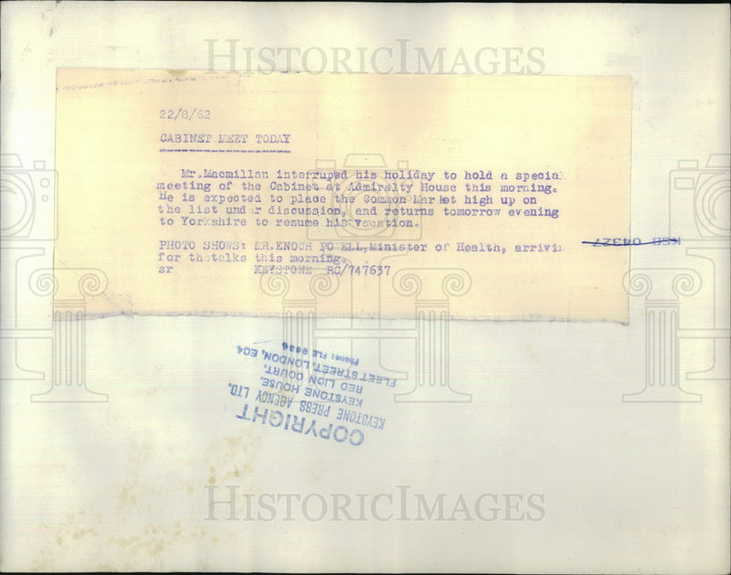 Load image into Gallery viewer, 1962 Press Photo Mr. Enoch Powell, Minister of Health - KSB04287
