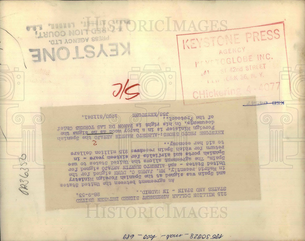 1953 Press Photo Alberto Martin Artajo the Spanish Foreign Minister - KSB04333