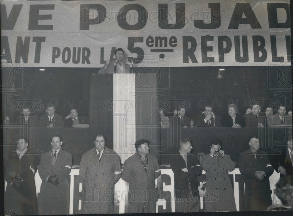 1957 Press Photo Poujade Has Election Meeting - KSB04969- Historic Images