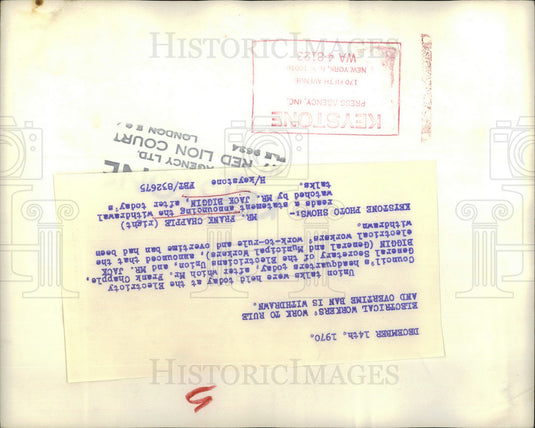 1970 Press Photo Electrical Worker's Union Frank Chapple ,Jack Biggin