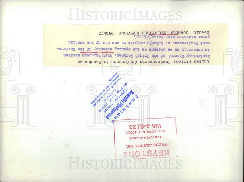 Load image into Gallery viewer, 1972 Press Photo Secretary General UN Curt Waldheim arrived Stokhom Olof Palme

