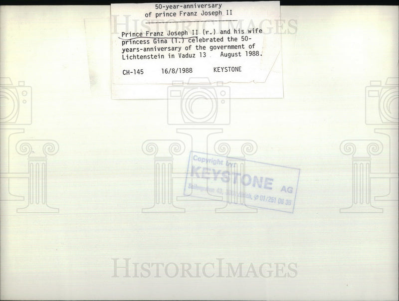 Load image into Gallery viewer, 1988 Press Photo Lichtenstein Princess Franz Joseph Wife Princess Gina
