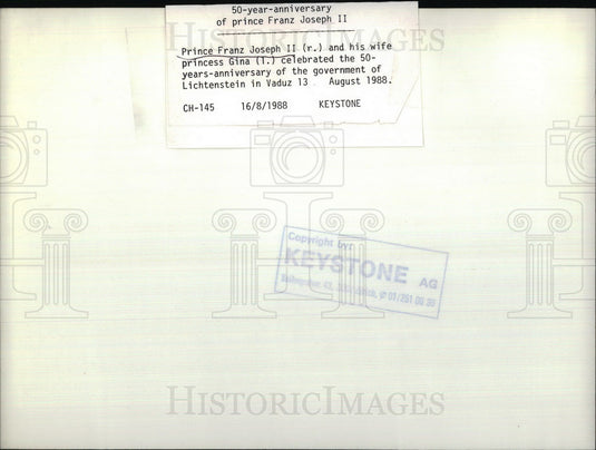 1988 Press Photo Lichtenstein Princess Franz Joseph Wife Princess Gina