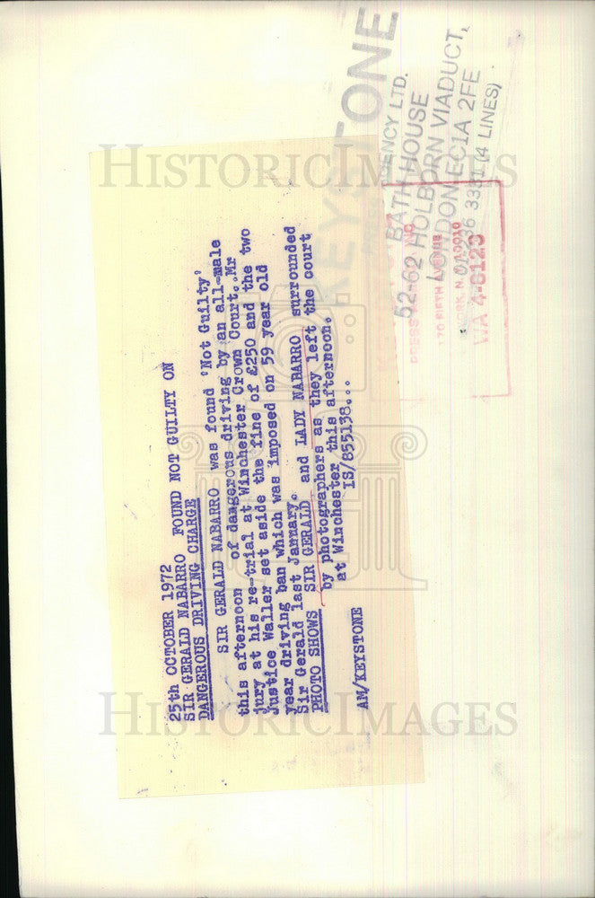 1972 Press Photo Dangerous Driving Case Sir Gerald Nabarro Leaving Courthouse