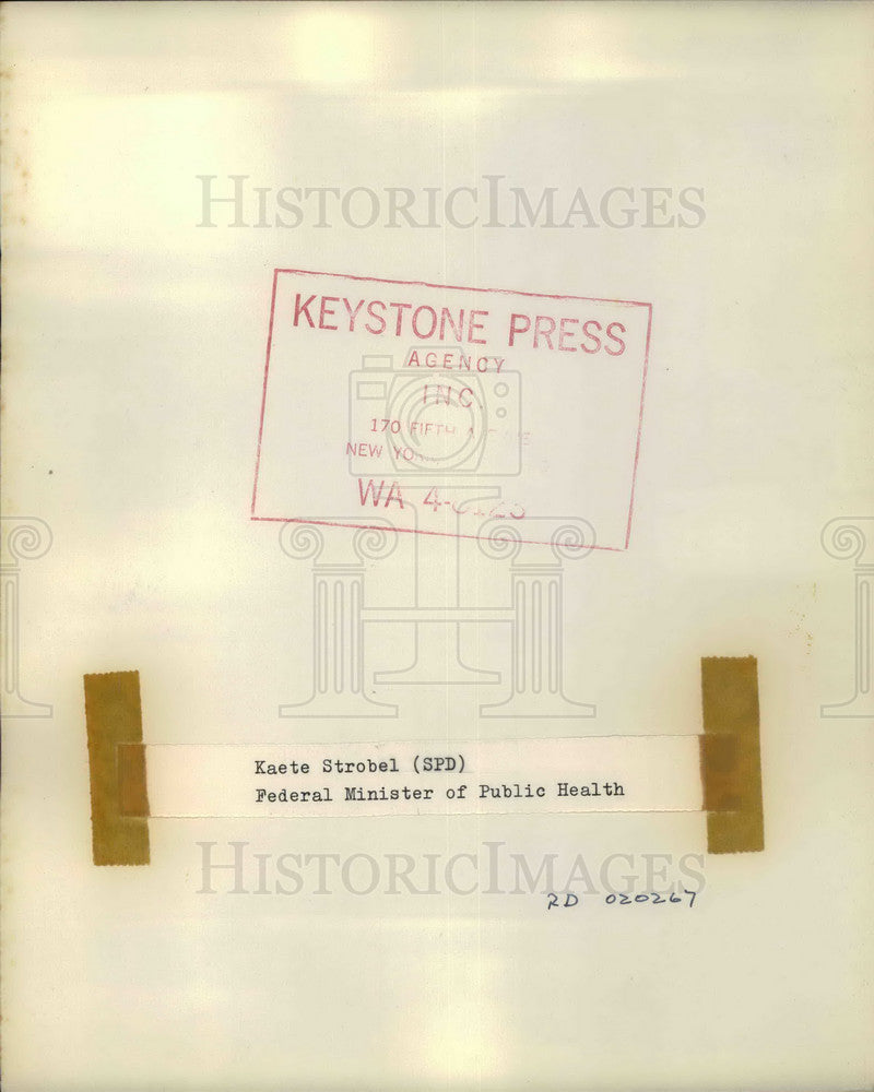 1967 Press Photo Kaete Strobel Federal Minister of Public Health - KSB11361